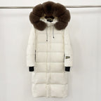 OFTBUY Natural Fox Fur Coat New Winter Clothes Women Fashion Long Hooded White Duck Down Overcoat Real Fur Puffer Jacket Female