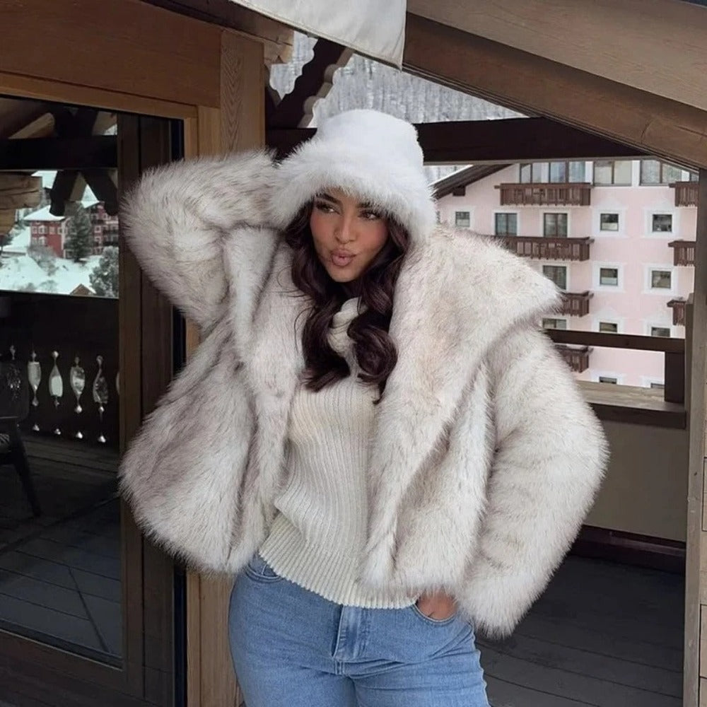 OFTBUY High Street Luxury Big Fur Collar Faux Fox Fur Jacket Female Overcoats Winter Clothes New Fashion Gradient Fluffy Fur Coat Women