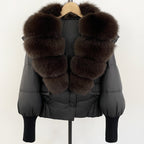 OFTBUY Big Natural Fox Fur Coat Women New Winter 90% White Duck Down Jacket Female Short Puffer Feather Coats Parkas