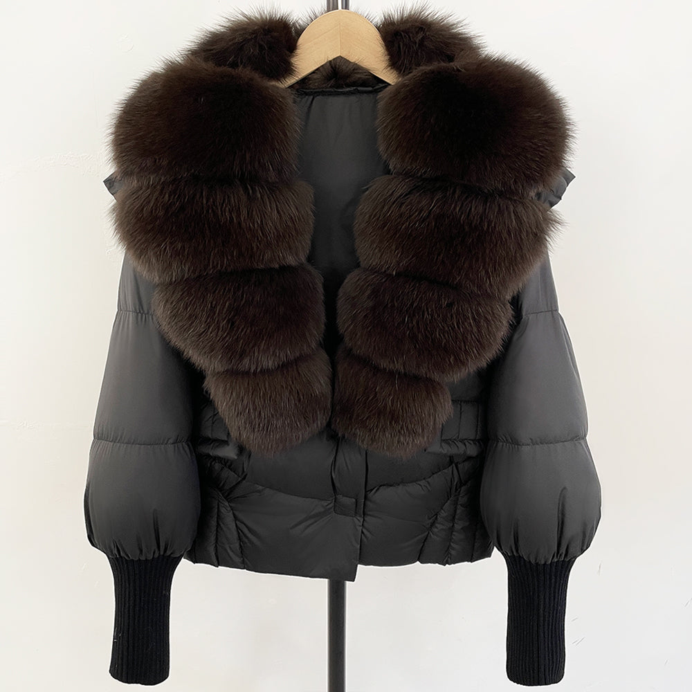 OFTBUY Big Natural Fox Fur Coat Women New Winter 90% White Duck Down Jacket Female Short Puffer Feather Coats Parkas