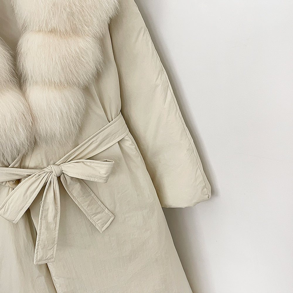 OFTBUY Real Fox Fur Collar Fluffy Puffer Jacket Female New Long Winter Down Clothing Women Thickened Warm White Duck Down Coat