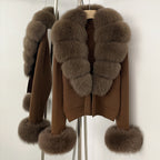 OFTBUY Loose Fit Warm Winter Fashion Lady Outerwear Sweater Female New Women's Knit Cardigan with Large Real Fox Fur Collar