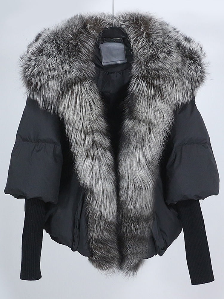 OFTUBY White Duck Down Jacket Winter Women Warm Loose Coat Natural Real Fox Fur Collar Thick Luxury Outerwear New Fashion