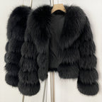 OFTBUY Fluffy Natural Fox Fur Coat Female New Autumn Winter Thickened Warm Clothes Women Long Sleeves Short Real Fur Jacket Lady