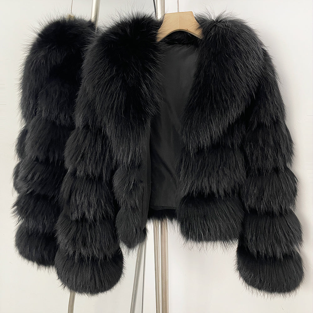 OFTBUY Fluffy Natural Fox Fur Coat Female New Autumn Winter Thickened Warm Clothes Women Long Sleeves Short Real Fur Jacket Lady
