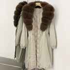 OFTBUY New Zipper Autumn Winter Clothes Women Natural Fox Fur Collar Goose Down Coat Long Warm Thickened Real Fur Puffer Jacket