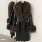 OFTBUY New Autumn Winter Clothes Women Luxury Real Mongolia Sheep Fur Jacket Femlae Long Vintage Faux Leather Streetwear Coat