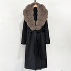 OFTBUY New Autumn Winter Top Clothes Female Long Big Real Fox Fur Collar Woolen Jacket Women Fashion Warm Cashmere Wool Coat