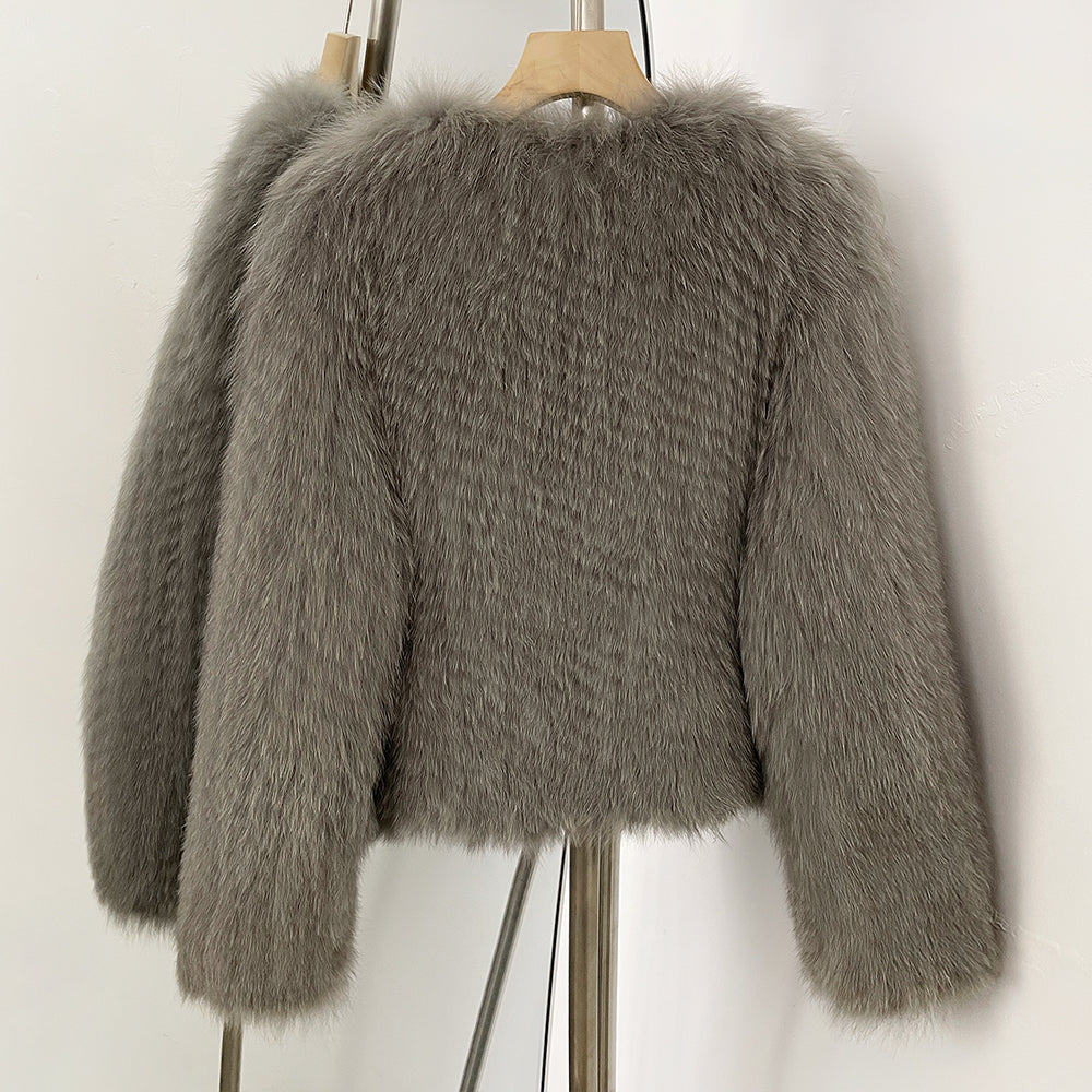 OFTBUY Luxury Short Natural Fox Fur Jacket Female New Autumn Winter Warm Top Clothes Women Weaving Thick Fluffy Real Fur Coat
