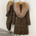 OFTBUY Thickened Warm Duck Down Coat Female Luxury Long Belt New Winter Natural Fox Fur Clothes Women Silm Puffer Jacket Outwear