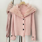OFTBUY New Spring Autumn Top Cardigan Clothing Female Short Slim Real Fox Fur Knitted Sweater Women Real Fur Knittig Jacket Lady