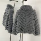 OFTBUY 2-in-1 Reversible Luxury Jacket - 100% Real Fox Fur Coat & Windproof Winter Parka