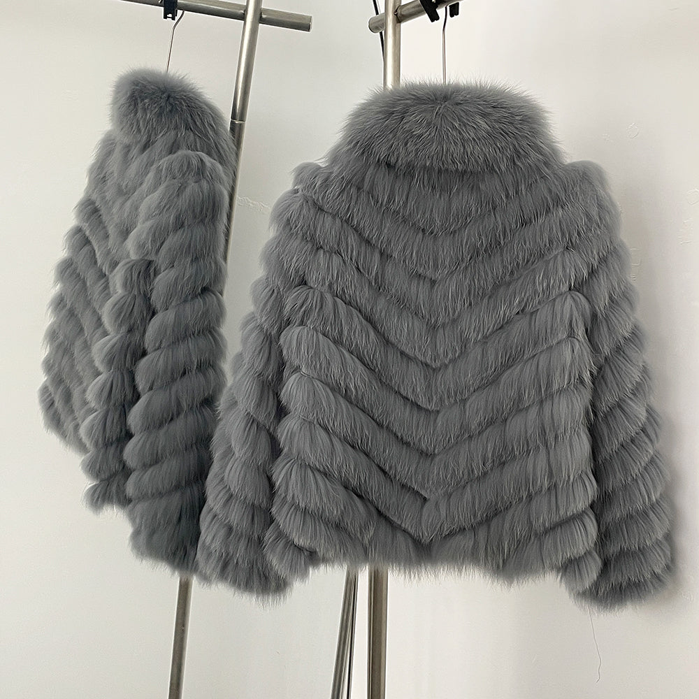 OFTBUY 2-in-1 Reversible Luxury Jacket - 100% Real Fox Fur Coat & Windproof Winter Parka