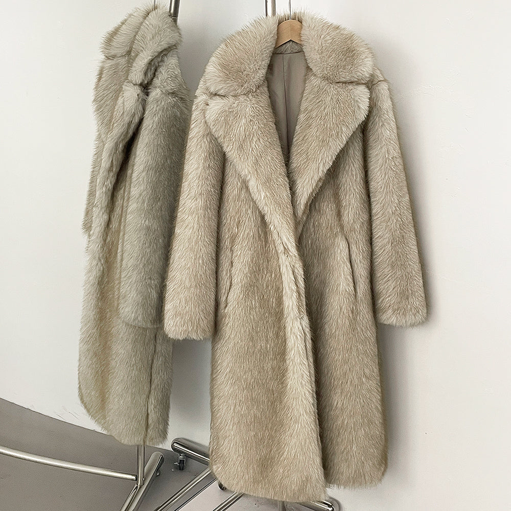 OFTBUY New Winter Clothes Women Fashion Long Warm Faux Fur Jacket Long Sleeve Artificial Fox Fur Coat Female Luxury Fake Fur Coat Lady