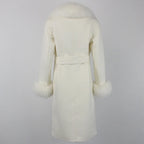 OFTBUY Winter Jacket Women Long Natural Wool Blends Cashmere Real Fur Coat Double Breasted Belt Warm Streetwear New Fashion