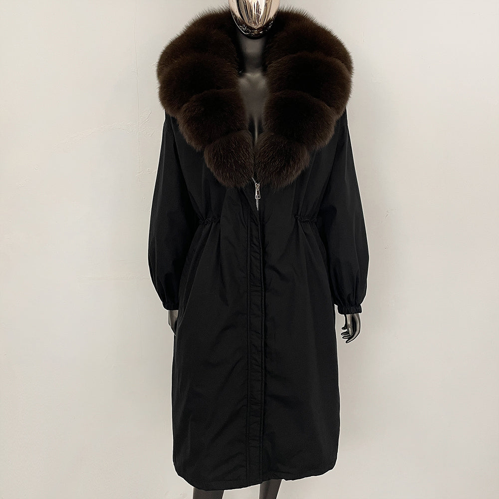 OFTBUY New Zipper Autumn Winter Clothes Women Natural Fox Fur Collar Goose Down Coat Long Warm Thickened Real Fur Puffer Jacket