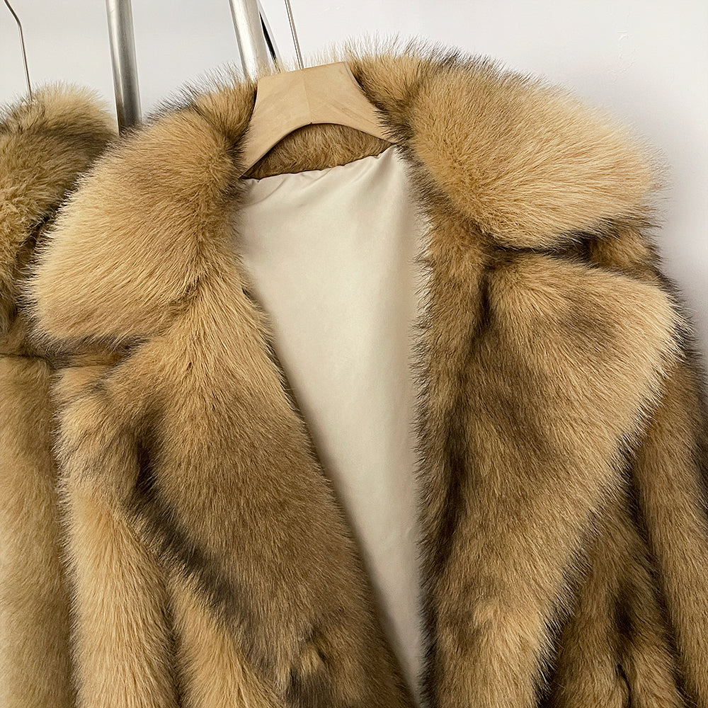 OFTBUY Chic Oversized Lapel Faux Fur Jacket - Premium Vegan Fur Winter Coat with Soft Texture