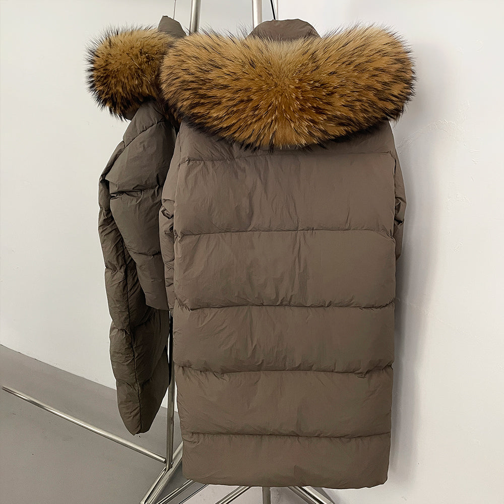 OFTBUY Duck Down Warm Windproof Puffer Coat New Women's Long Hooded Down Jacket Real Fur Collar Winter Thickened Parka Outerwear
