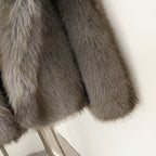 OFTBUY Luxury Hooded Faux Fur Jacket - Premium Vegan Silver Fox Style Cropped Winter Coat