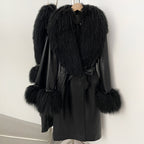 OFTBUY New Autumn Winter Clothes Women Luxury Real Mongolia Sheep Fur Jacket Femlae Long Vintage Faux Leather Streetwear Coat