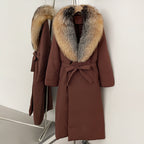 OFTBUY Real Fox Fur Collar Fluffy Puffer Jacket Female New Long Winter Down Clothing Women Thickened Warm White Duck Down Coat