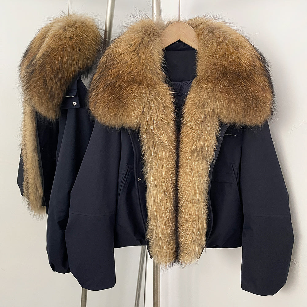 OFTBUY New Winter Warm Thickened Clothing Female Natural Fur Puffer Jacket Women's Dcuk Down Coat with Big Real Fox Fur Collar