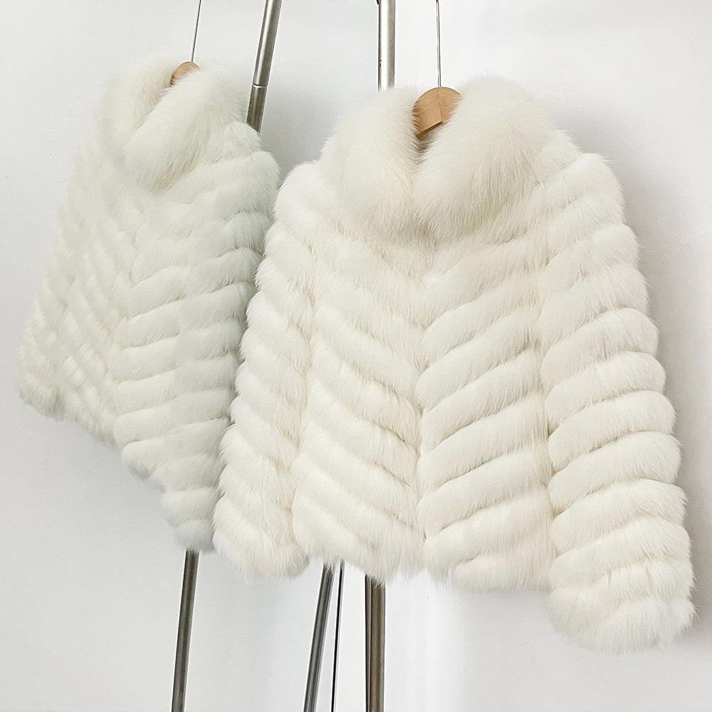 OFTBUY 2-in-1 Reversible Luxury Jacket - 100% Real Fox Fur Coat & Windproof Winter Parka