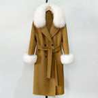 OFTBUY Wholesale New Autumn Winter Clothes Women Real Fox Fur 100% Wool Coat Female Fashion Warm Long Natural Fur Woolen Jacket