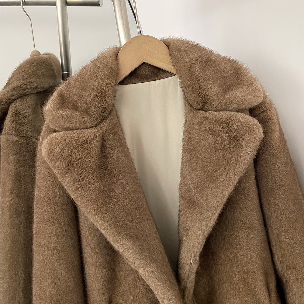 OFTBUY Women's Elegant Luxury Faux Mink Fur Long Coat Artificial Fur Jacket Female Warm Outerwear New Autumn Winter Clothes