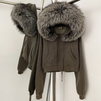 OFTBUY Casual Y2K Hoodie Real Fox Fur Collar Thickened Streetwear Hiphop Hoodie Sweatshirt Vintage Rock Goth Loose Punk Jacket