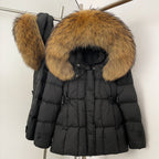 OFTBUY New Winter Hooded Slim Top Clothes Women Fashion Thick Warm Real Fox Fur Duck Down Coat Femlae Natural Fur Puffer Jacket