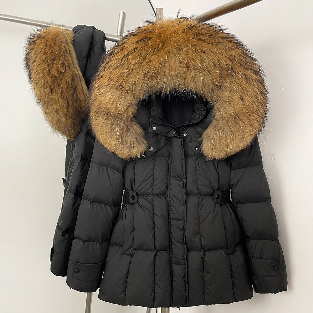 OFTBUY New Winter Hooded Slim Top Clothes Women Fashion Thick Warm Real Fox Fur Duck Down Coat Femlae Natural Fur Puffer Jacket