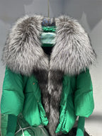OFTUBY White Duck Down Jacket Winter Women Warm Loose Coat Natural Real Fox Fur Collar Thick Luxury Outerwear New Fashion