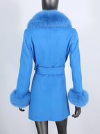OFTBUY Double-sided Wool Coat Female New Autumn Winter Real Fox Fur Clothes Women Detachable Fur Cuffs Woolen Cashmere Jacket