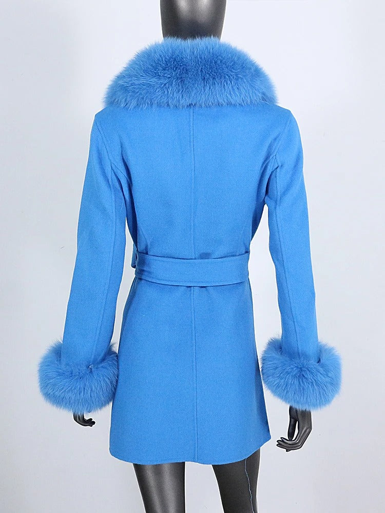 OFTBUY Double-sided Wool Coat Female New Autumn Winter Real Fox Fur Clothes Women Detachable Fur Cuffs Woolen Cashmere Jacket