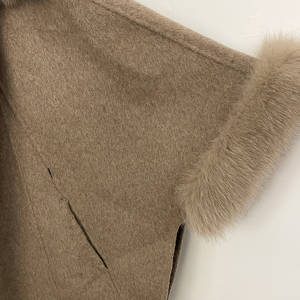 OFTBUY New Women's Wool Coat with Real Fox Fur Collar Cuffs Hooded Belted Waist Warm Winter Elegant Fashion Outerwear