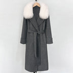 OFTBUY New Autumn Winter Long Clothing Women Natural Fur Woolen Jaket Female Fashion Warm Wool Coat with Real Fox Fur Collar