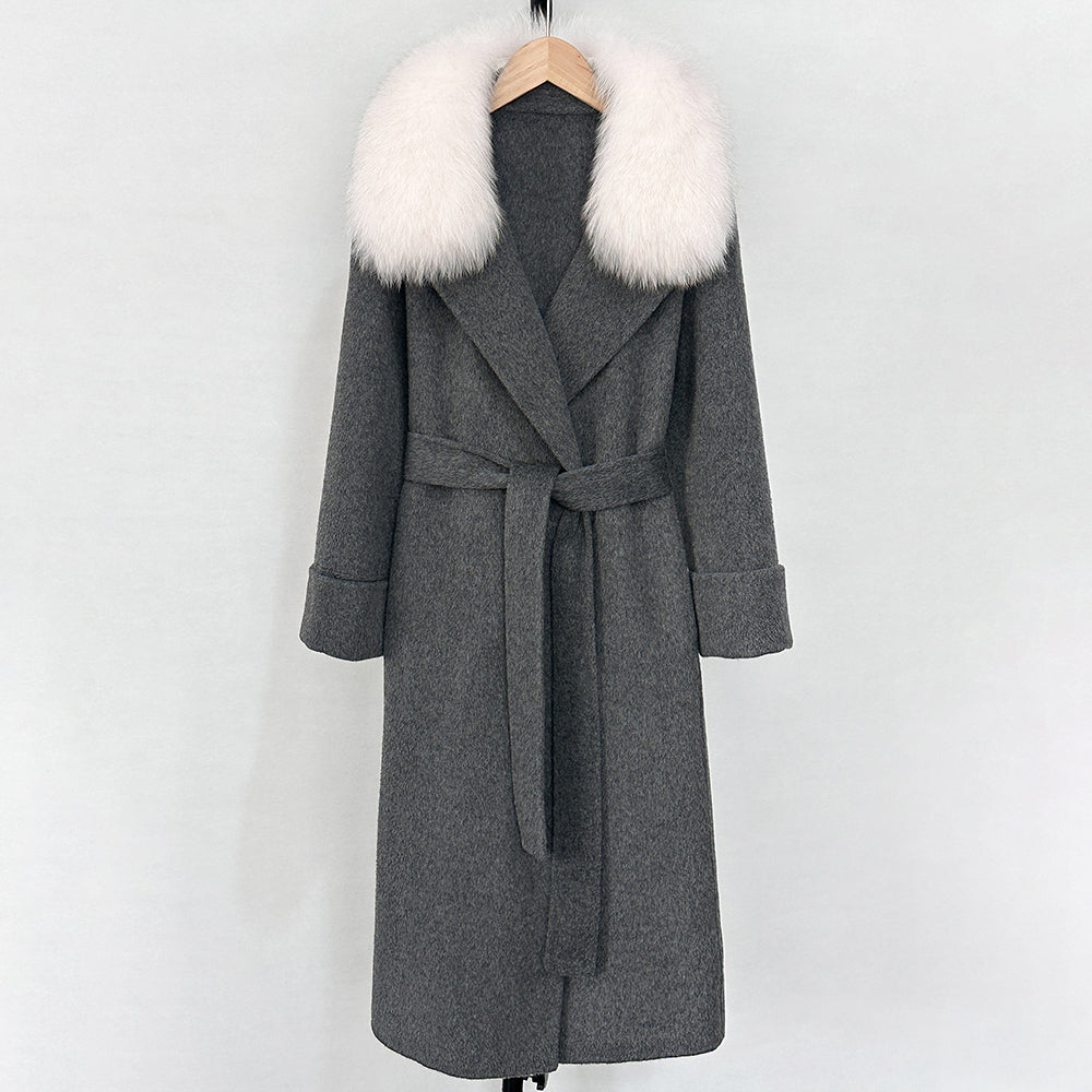 OFTBUY New Autumn Winter Long Clothing Women Natural Fur Woolen Jaket Female Fashion Warm Wool Coat with Real Fox Fur Collar