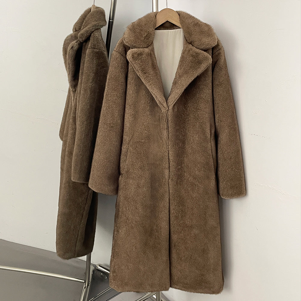 OFTBUY Women's Elegant Luxury Faux Mink Fur Long Coat Artificial Fur Jacket Female Warm Outerwear New Autumn Winter Clothes