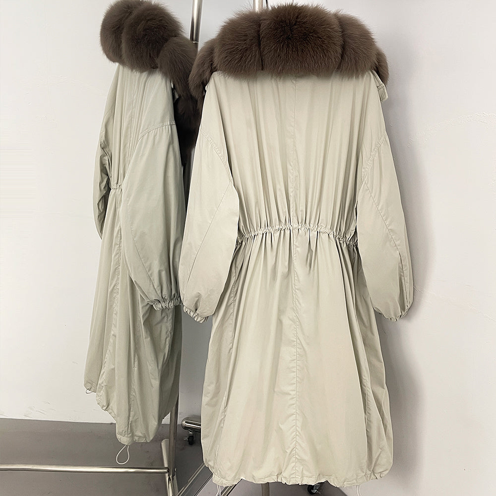 OFTBUY New Zipper Autumn Winter Clothes Women Natural Fox Fur Collar Goose Down Coat Long Warm Thickened Real Fur Puffer Jacket