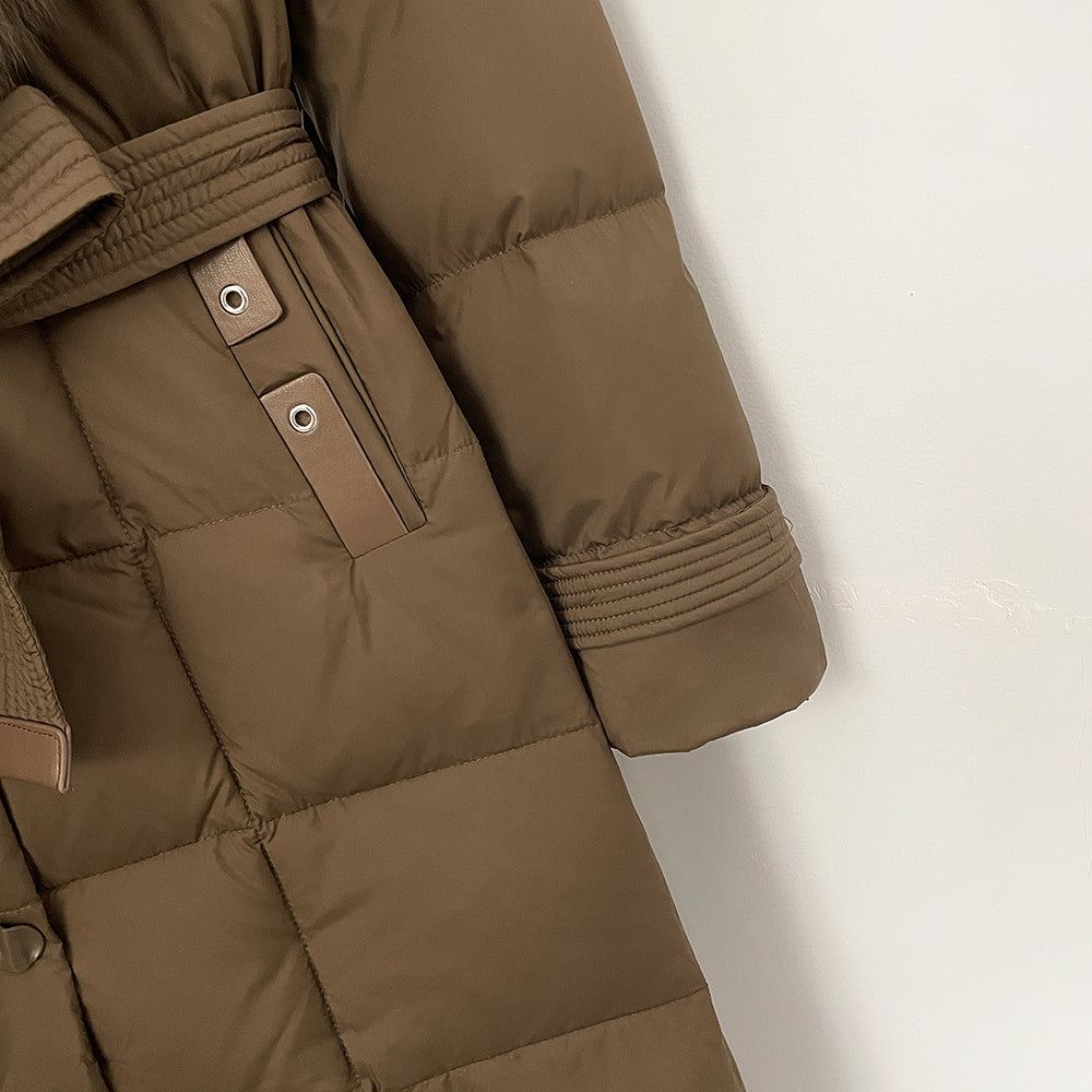 OFTBUY Thickened Warm Duck Down Coat Female Luxury Long Belt New Winter Natural Fox Fur Clothes Women Silm Puffer Jacket Outwear
