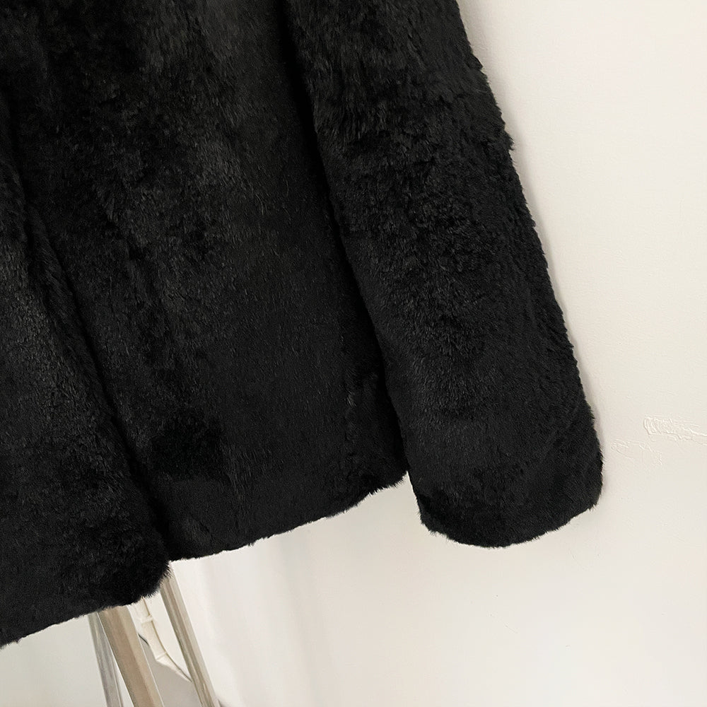 OFTBUY Women's Luxury Real Rabbit Fur Coat Stand Collar Fur Jacket Female New Warm Autumn Winter Outerwear for Cold Weather