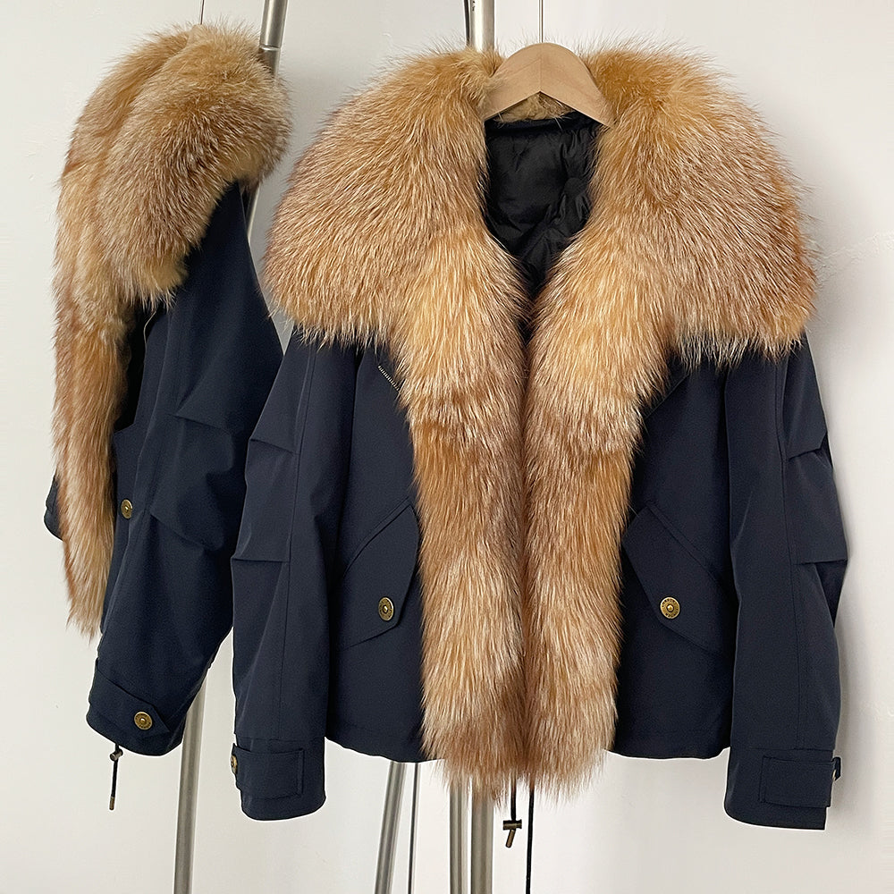 OFTBUY Warm Big Natural Fox Fur Collar Down Coat New Autumn Winter Clothing Women Waterproof Safai Real Fur Puffer Jacket Female