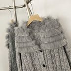 OFTBUY New Spring Warm Top Knitted Clothing Female Oversize Resl Fox Fur Cardigan Sweater Coat Women Loose Knitting Knitwear