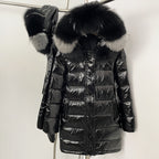OFTBUY New Hood Collar Luxury Warm Winter Women's Shiny Puffer Jacket with Real Raccoon Fox Fur Outerwear Duck Down Coat Female