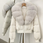OFTBUY Knit Cuff Short Real Fox Fur Collar Duck Down Coat Female New Autumn Winter Clothes Women Genuine Fur Puffer Jacket