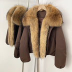 OFTBUY New Winter Warm Thickened Clothing Female Natural Fur Puffer Jacket Women's Dcuk Down Coat with Big Real Fox Fur Collar