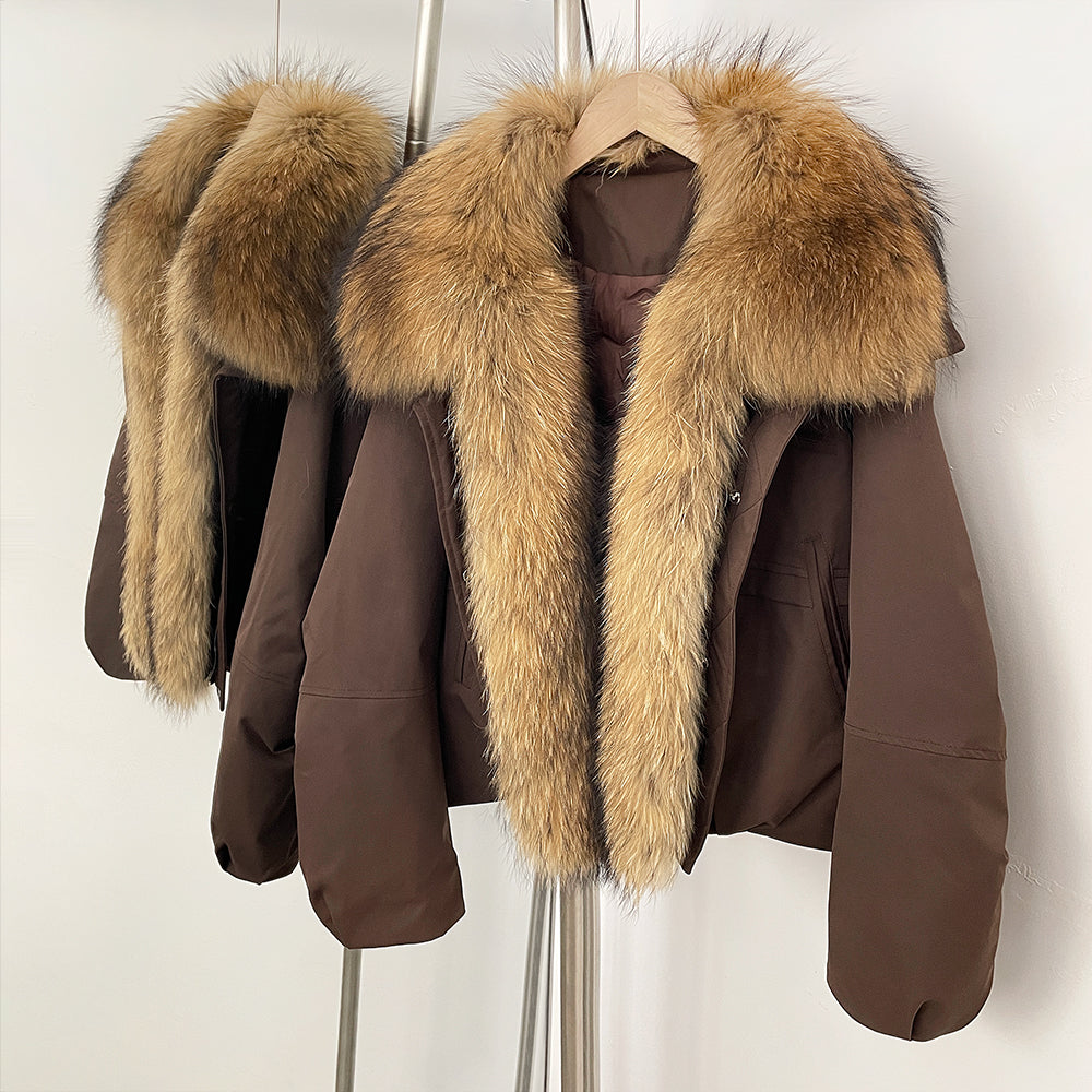 OFTBUY New Winter Warm Thickened Clothing Female Natural Fur Puffer Jacket Women's Dcuk Down Coat with Big Real Fox Fur Collar