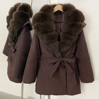 OFTBUY Natural Fox Fur Collar Fluffy Puffer Jacket Women Thickened Warm Real Fur White Duck Down Coat New Winter Parke Outerwear