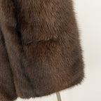 OFTBUY Luxury Long-Line Faux Fur Gilet - Premium Vegan Fox Fur Sleeveless Overcoat with Oversized Shawl Collar